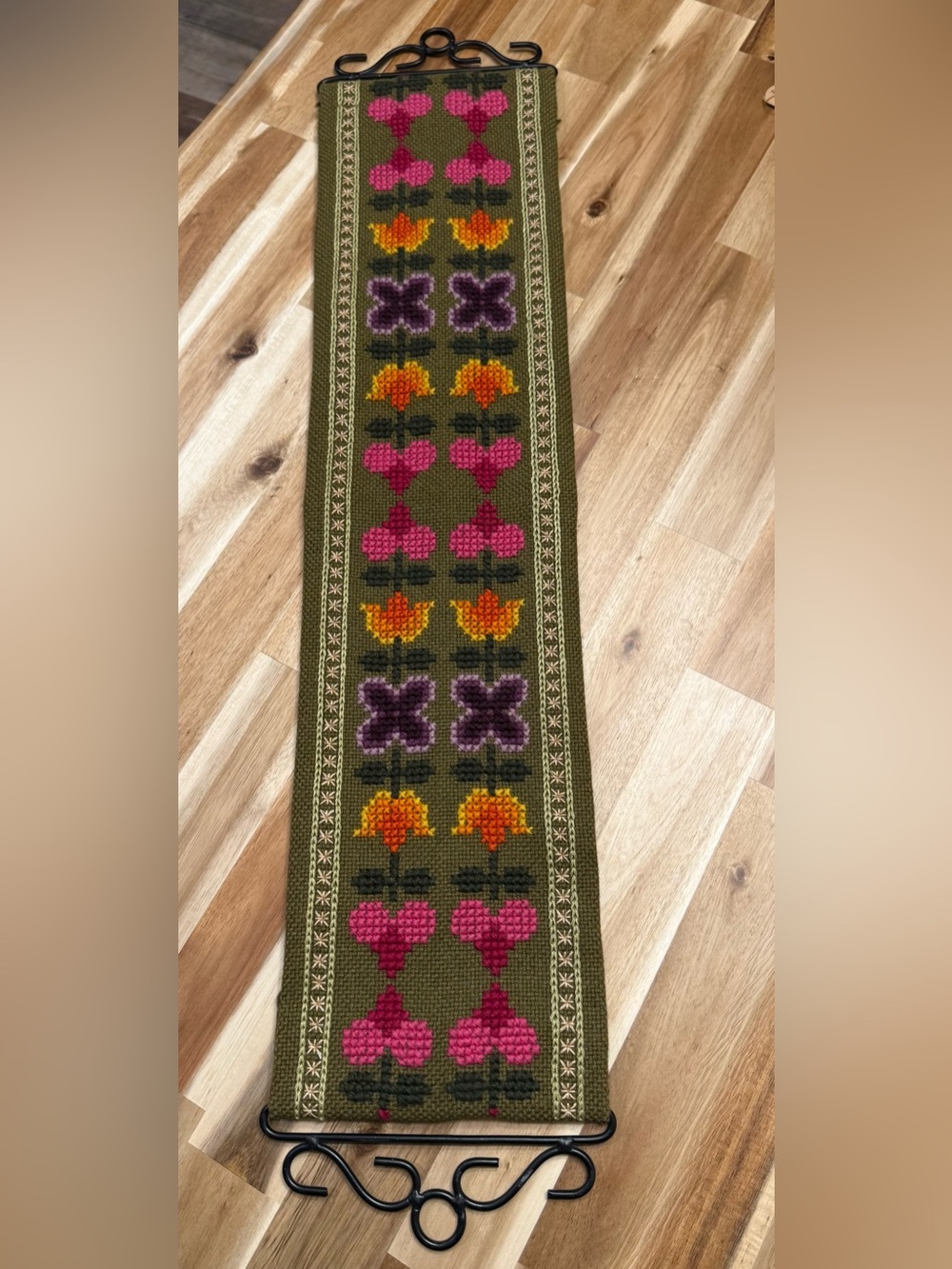 Vintage Embroidered Wall Hanging Hand-Woven Textile